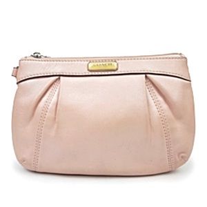 Coach metallic pink leather wristlet